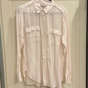 Women’s LOFT long sleeve button front blouse, size medium.